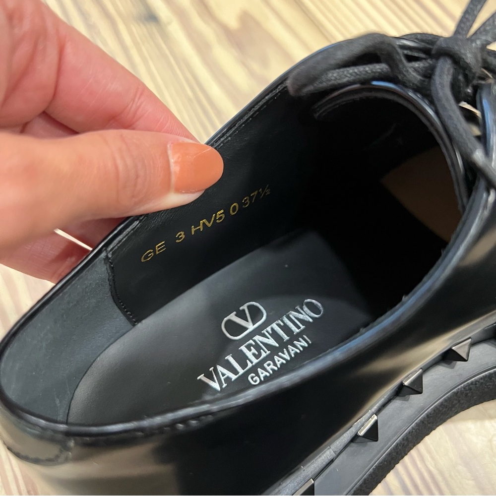 NEW Valentino Garavani Rockstud loafers Leather Derby Shoes Black Women's 37.5 - Picture 12 of 13